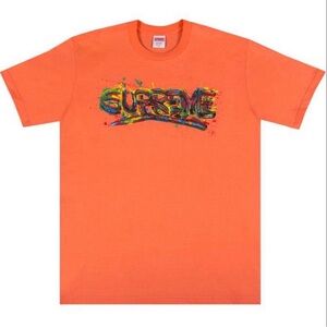 Supreme Orange Tee with Multicolor Graphic